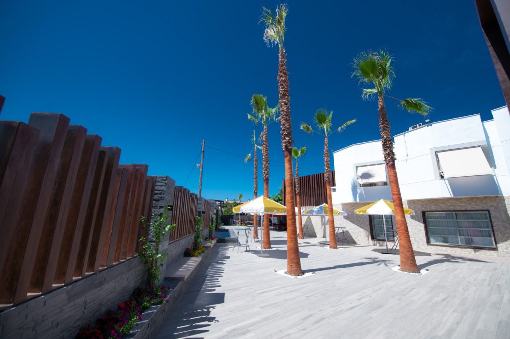 Copa de espera de tu boda en terraza exterior cubierta