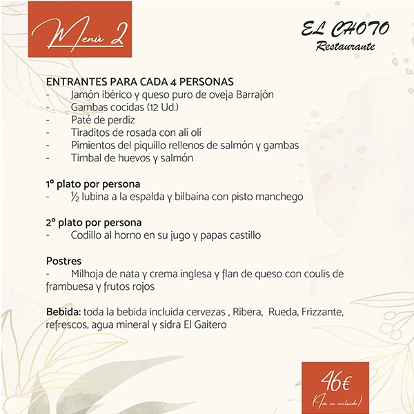 menú de navidad barato restaurante en andujar